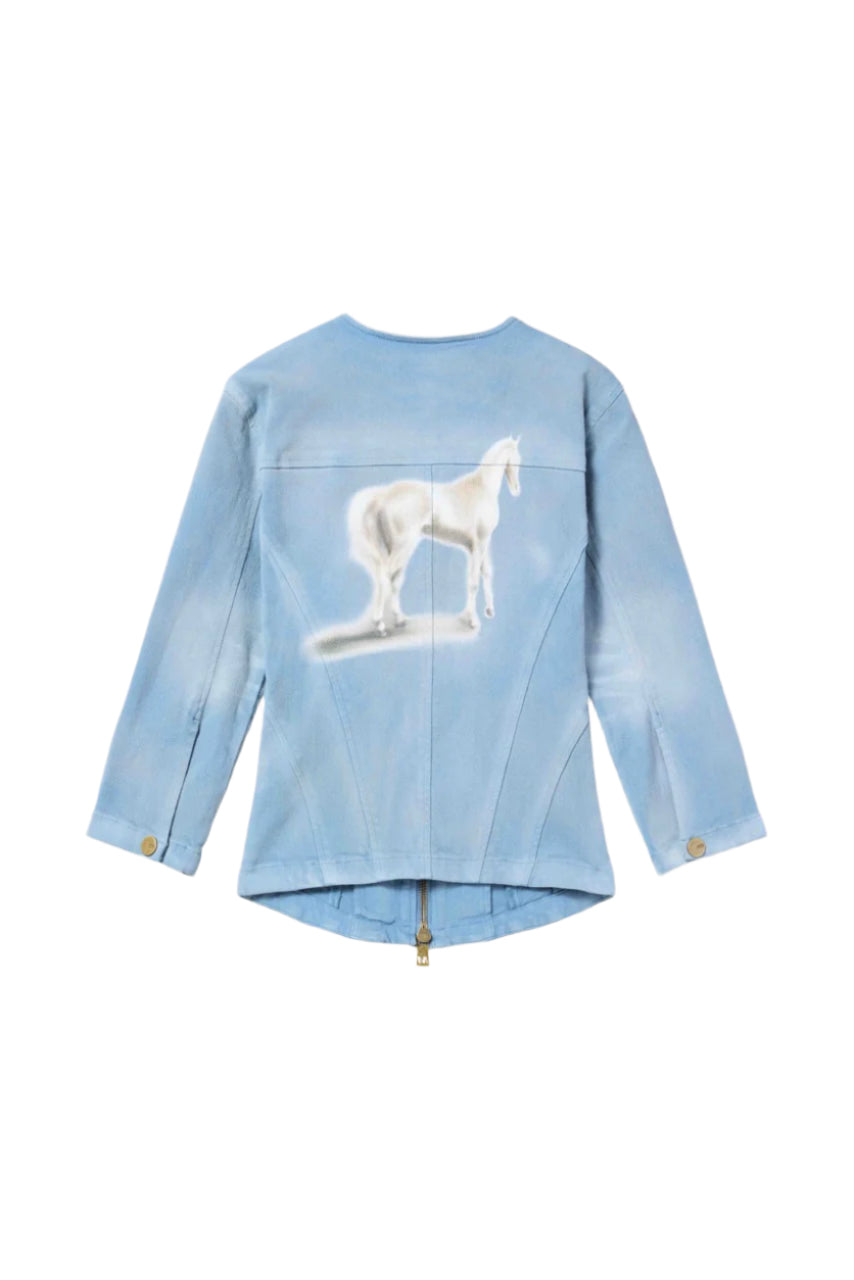 SLIM MOTO BLUE PONY JACKET